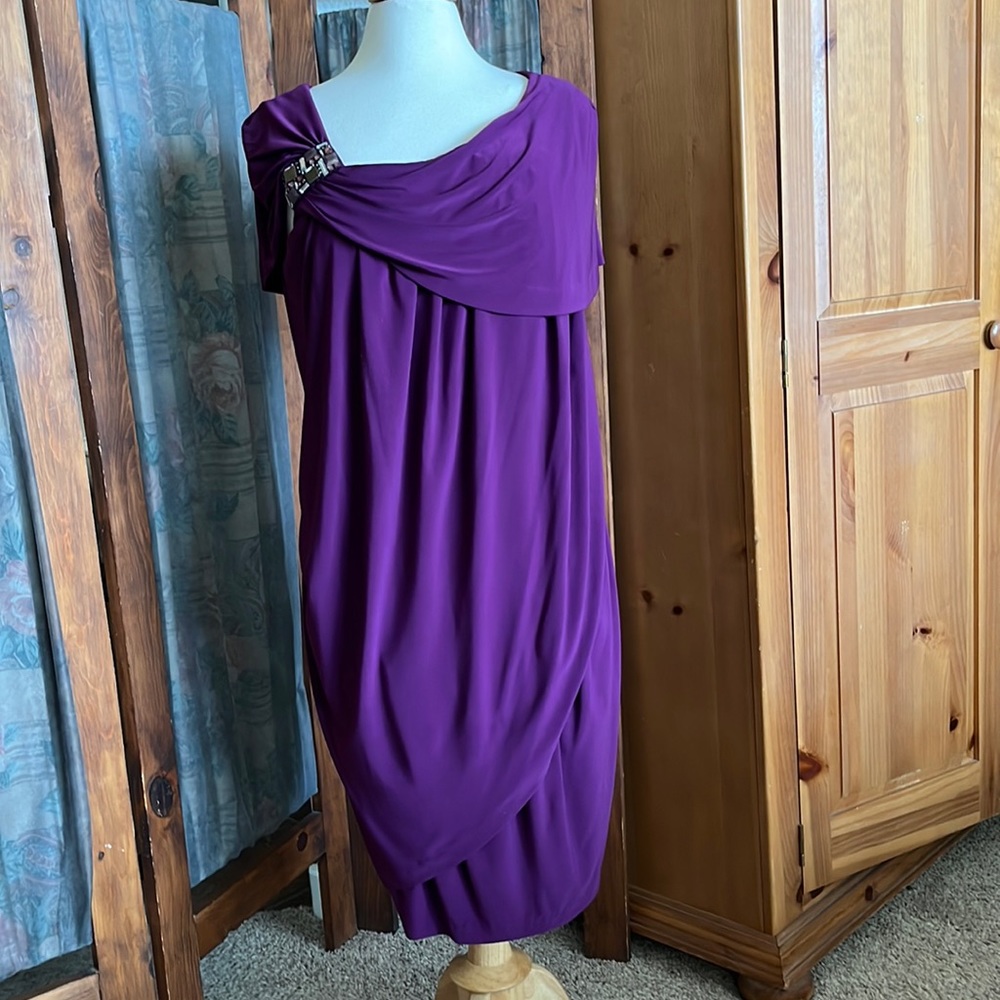 Alex & Eve evening dress. Plum colored, sleeveless w/ faux stone embellishments